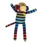 Preview: Kuscheltier Sockenaffe Midi Streifen schwarz/bunt