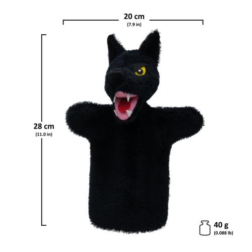 Preview: Wolf schwarz 28 cm-  Handspielpuppe von munabo 29cm