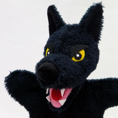 Preview: Wolf schwarz 28 cm-  Handspielpuppe von munabo 29cm