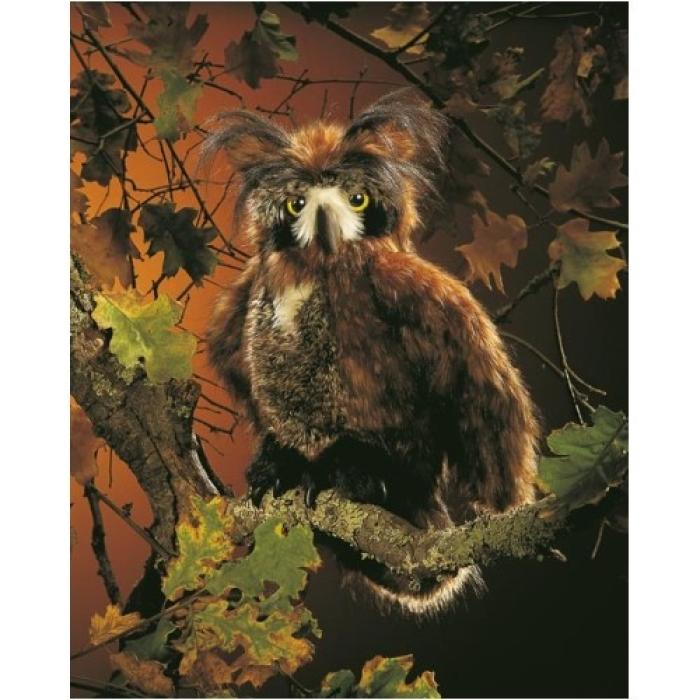 Folkmanis Handpuppe Eule, bewegliche Augendeckel / Great Horned Owl - 2403