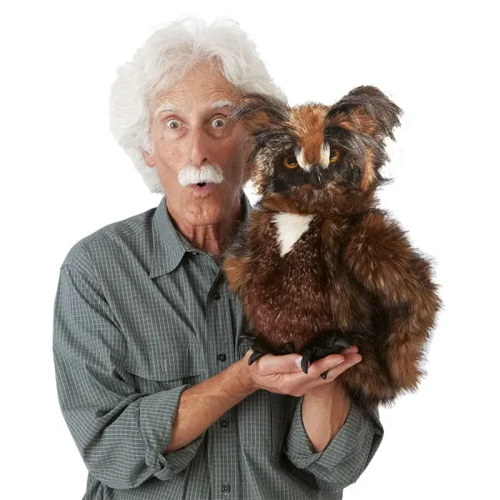 Folkmanis Handpuppe Eule, bewegliche Augendeckel / Great Horned Owl - 2403