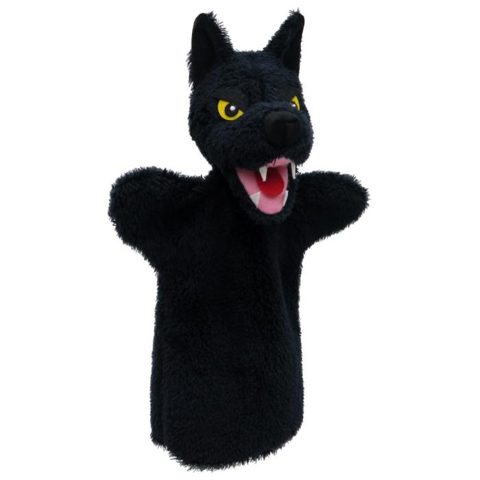 Wolf schwarz 28 cm-  Handspielpuppe von munabo 29cm