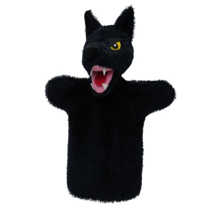Wolf schwarz 28 cm-  Handspielpuppe von munabo 29cm