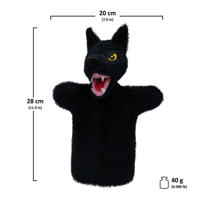 Wolf schwarz 28 cm-  Handspielpuppe von munabo 29cm
