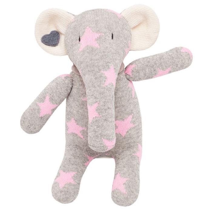 Sockenelefant grau / rosa mit Sternen Hickups