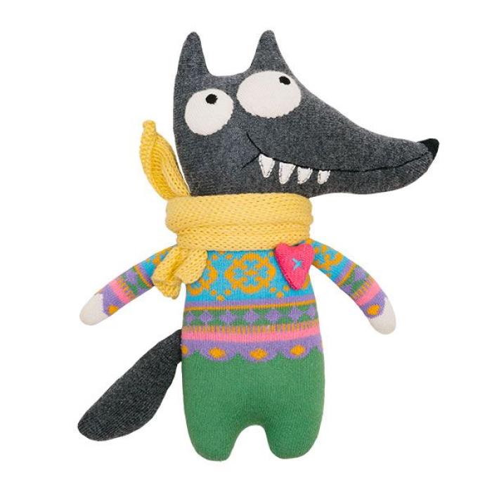 Kuscheltier Sockentier Wolf Midi grün/grau von Hickups