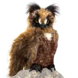 Folkmanis Handpuppe Eule, bewegliche Augendeckel / Great Horned Owl - 2403