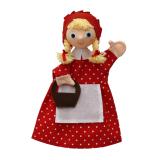 Rotkäppchen  rot mit Punkten und Zöpfen - 30 cm - Handpuppe von munabo 26cm